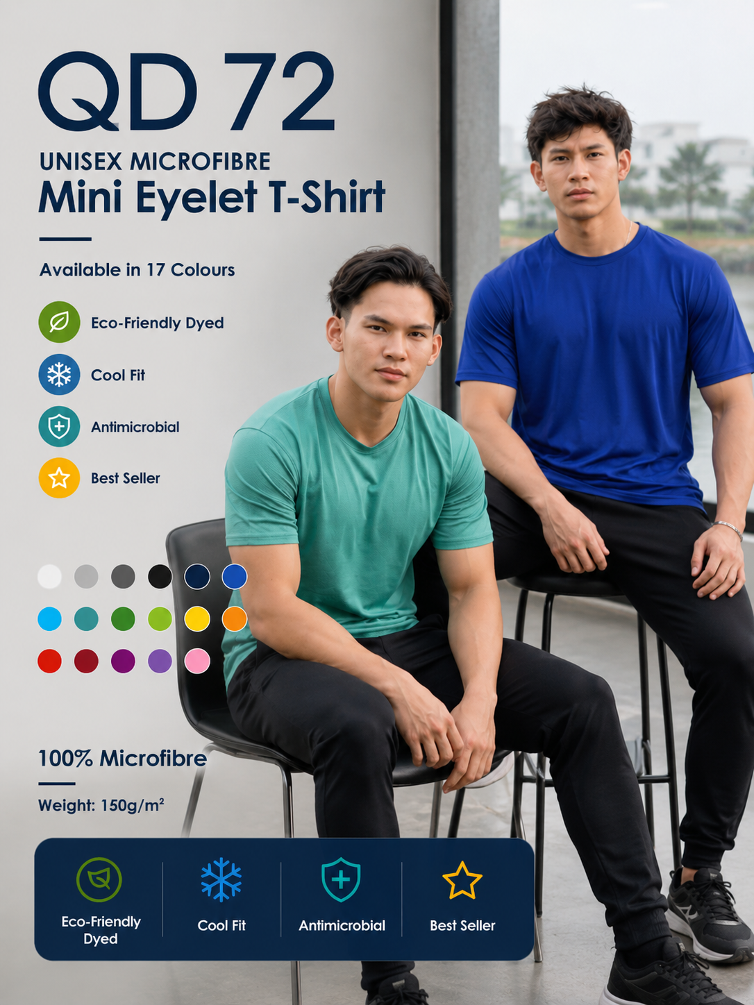 Quick Dry Round Neck T-Shirt - QD72 (UNISEX