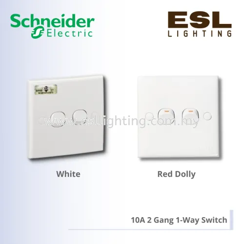 SCHNEIDER S-Classic 10A 2 Gang 1-Way Switch - E32_1_2AR_WE_G11 / E32_1_2AR_RDWE_G11