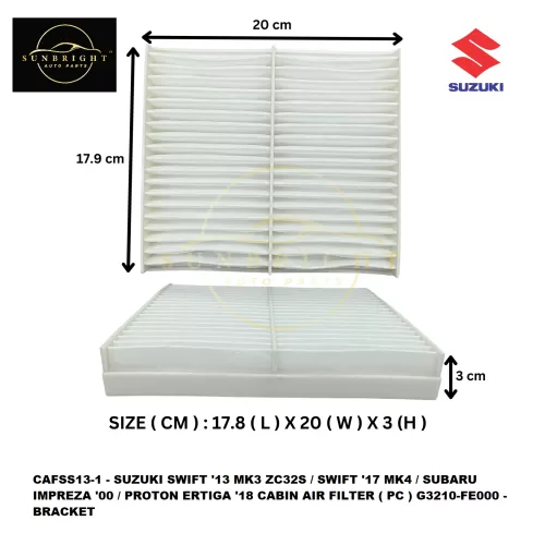 SUZUKI SWIFT '13 MK3 ZC32S / SWIFT '17 MK4 / SUBARU IMPREZA '00 / PROTON ERTIGA '18 CABIN AIR FILTER ( PC ) G3210-FE000 - BRACKET