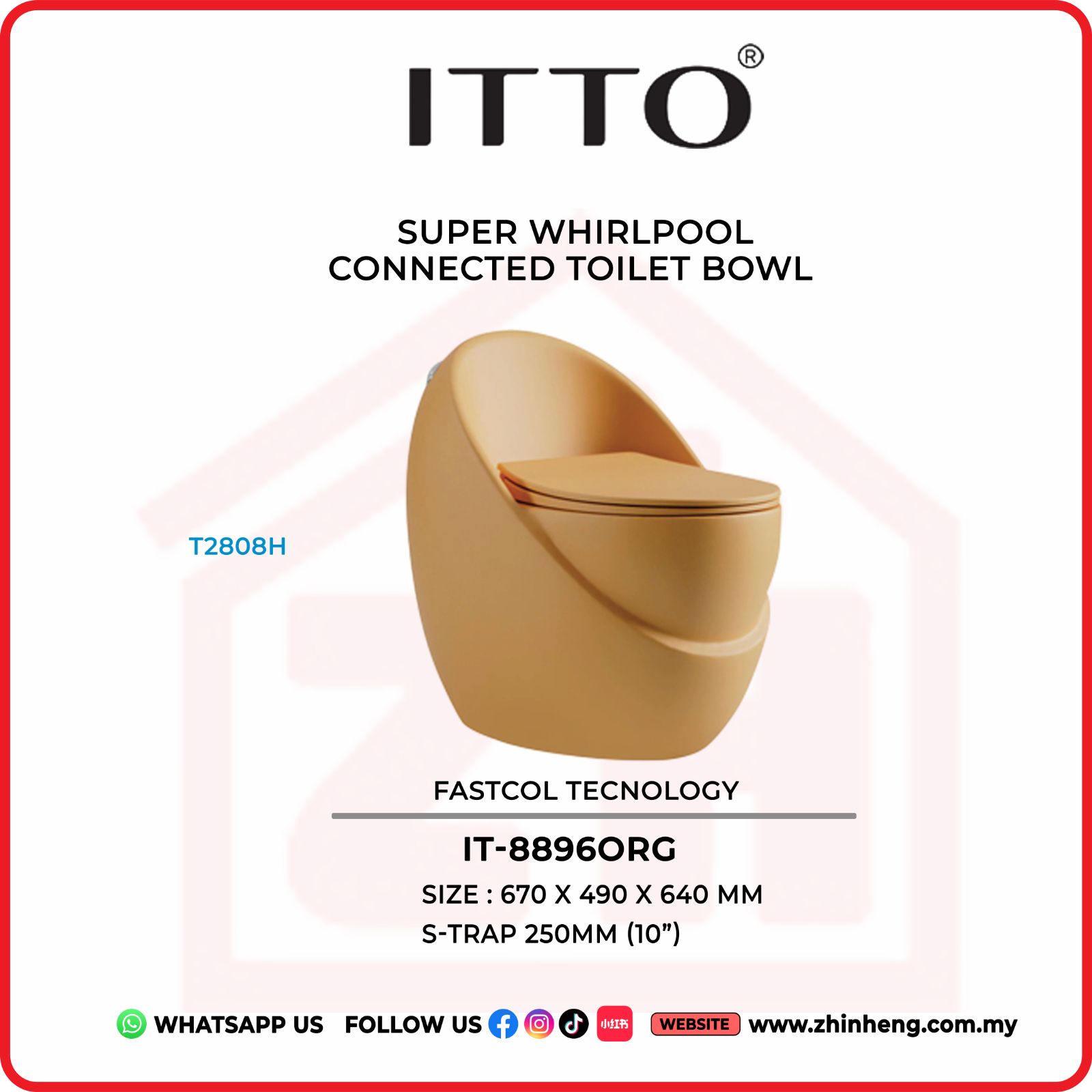 ITTO SUPER WHIRLPOOL CONNECTED TOILET BOWL  IT-8896ORG