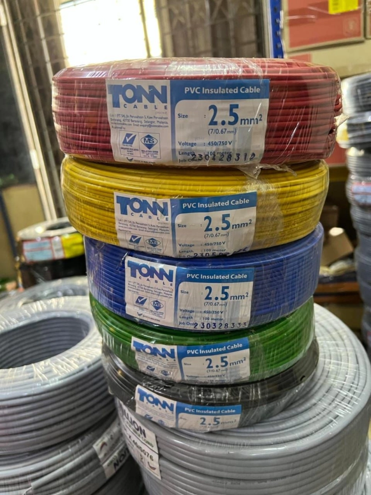 Tonn 2.5mm PVC Cable (JKR & SIRIM Approval) (100m) 