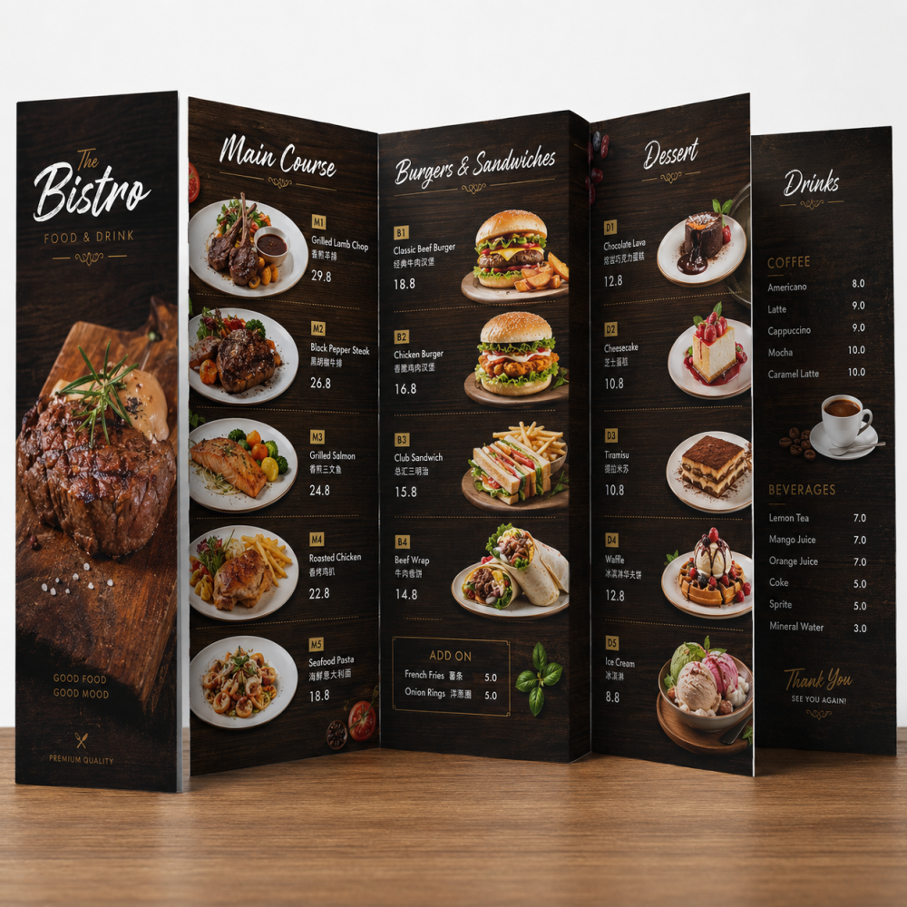 Menu Printing (Lamination) | Durable & Professional Restaurant Menus