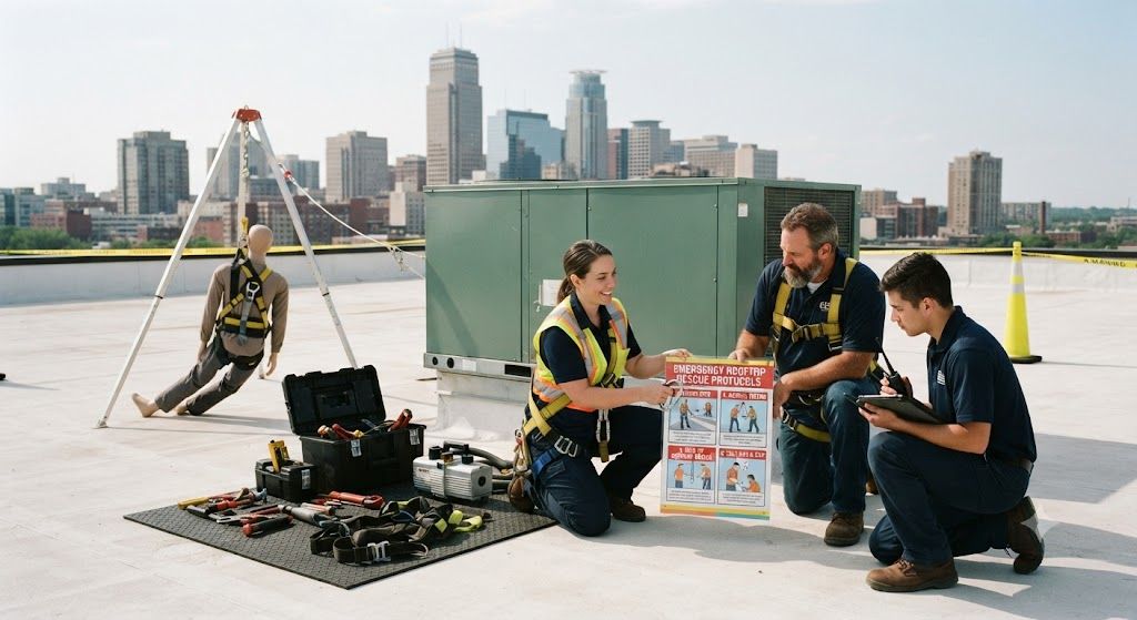 HVAC emergency fall prevention procedures