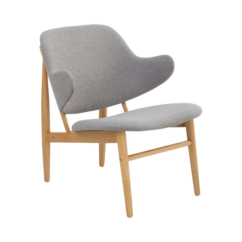 Kofod Lounge Chair (Natural Frame, Light Grey Fabric)