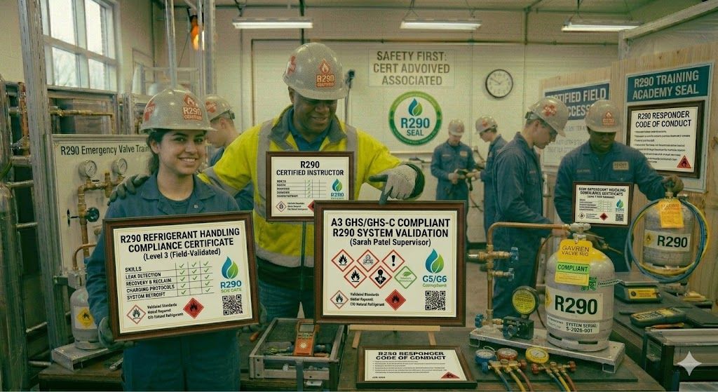 R290 refrigerant handling compliance certificate