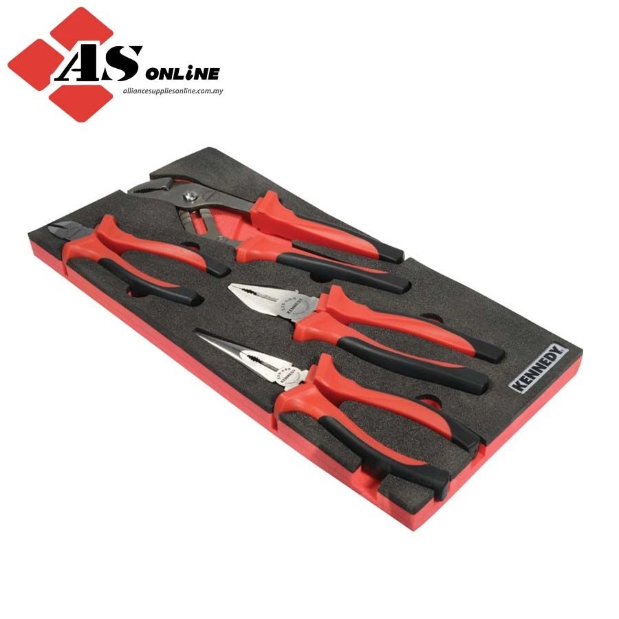 KENNEDY 4 Piece Pro-Torq Comfort Grip Pliers Set in 1/3 Foam Inlay for Tool Chests / Model: KEN5950255K