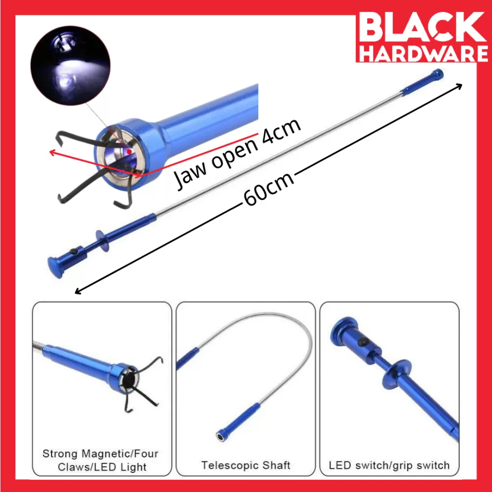 Black Hardware Flexible Adjustable Rubbish Waste Drain Pipe Claw Jaw Picker Cleaner Clamp Pengepit Sampah Tool Tools Set