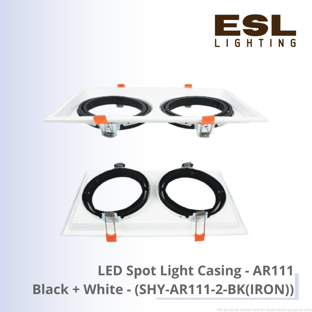 LED Spot Light Casing AR111 Black + White - SHY-AR111-2-BK(IRON)