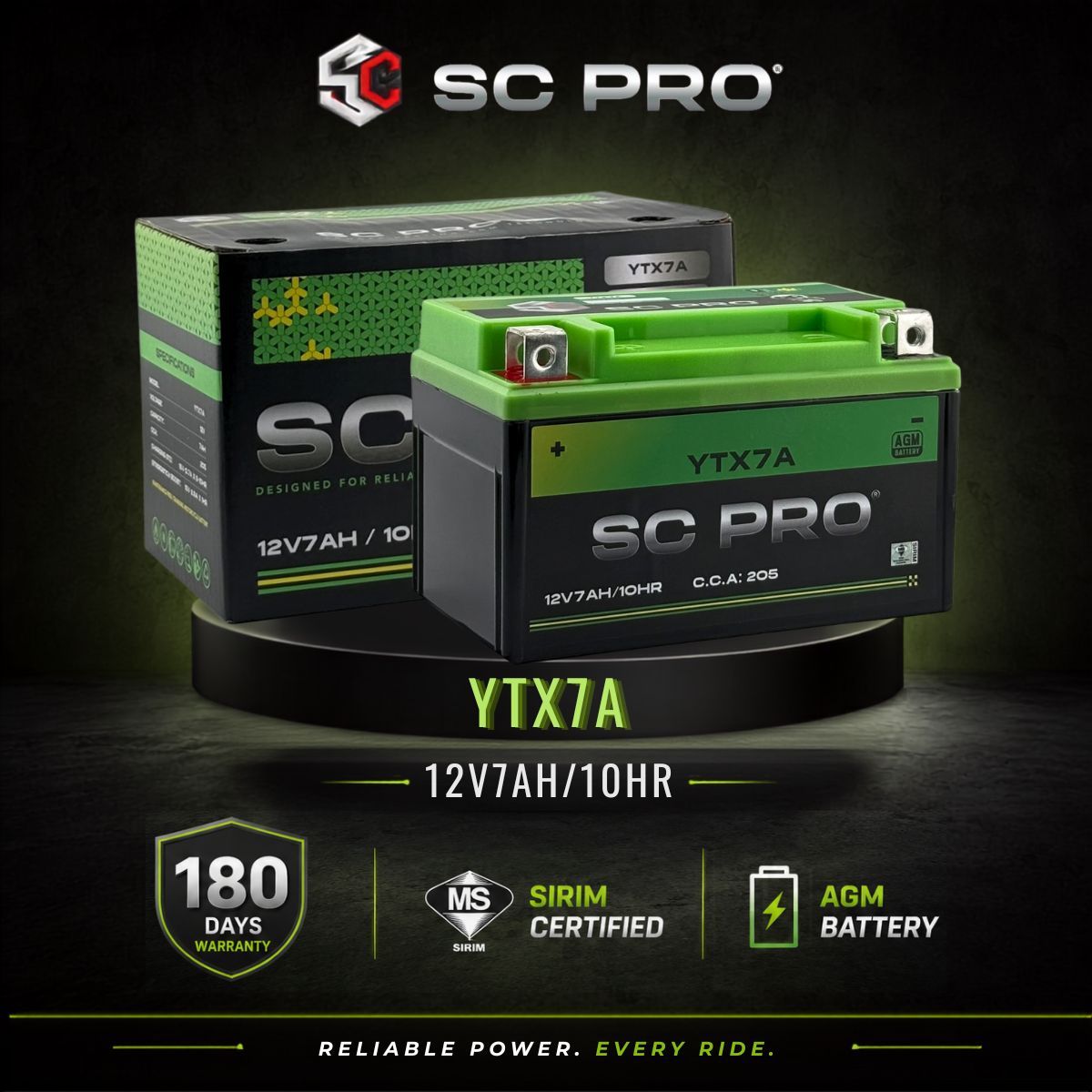 YTX7A-BS SC PRO - Bateri CB250/VFR100/CB900F/JETZ125/SYM VF3 VF3I 185/DEMAK EVOZ125R