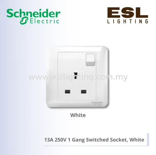 SCHNEIDER Affle Plus 13A 250V 1 Gang Switched Socket - A3G15_WE_G11