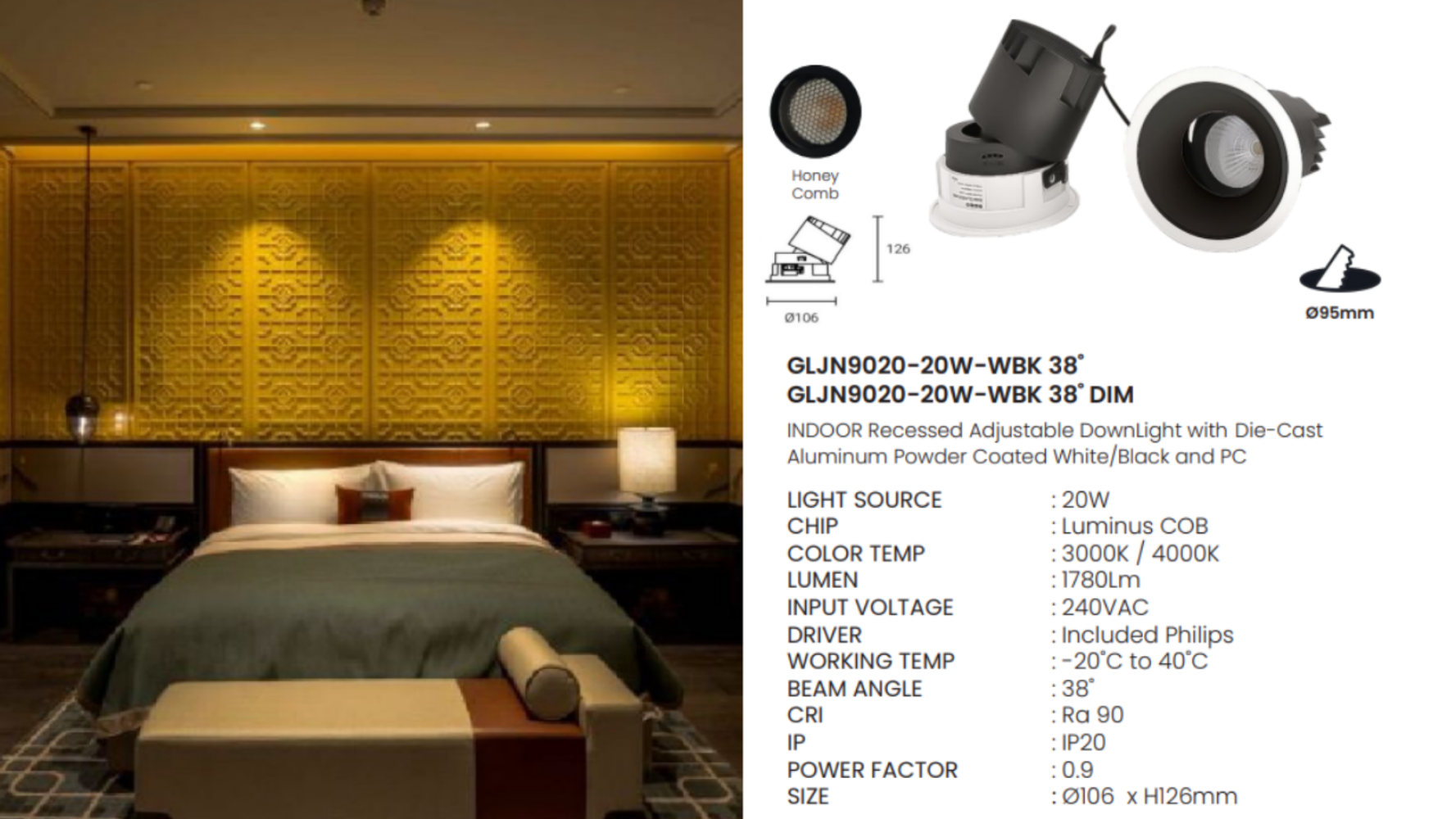 GLJN9020-20W-WBK 38˚ / GLJN9020-20W-WBK 38˚ DIM