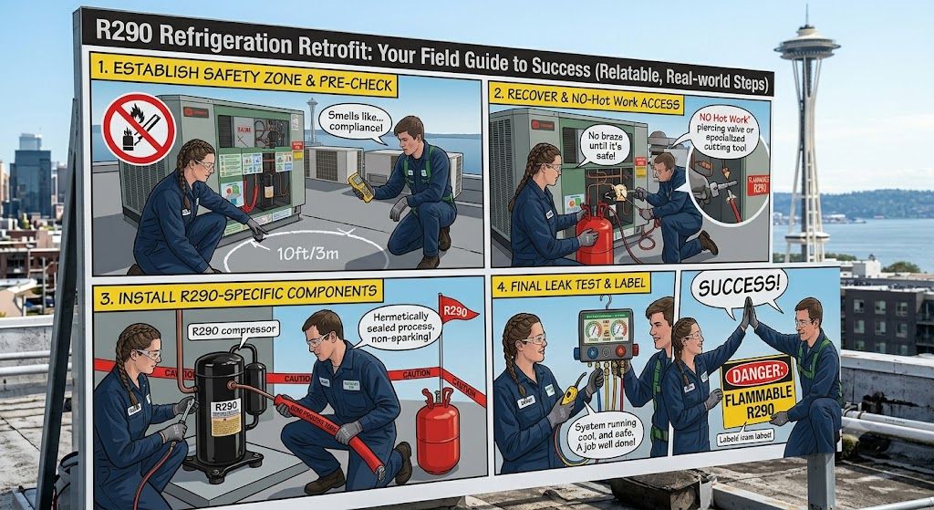 R290 refrigeration retrofit steps