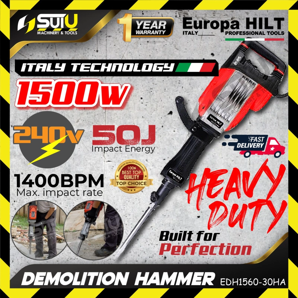 EUROPA HILT EDH1560-30HA / EDH-1560-30HA 50J Demolition Hammer 1500W 1400BPM