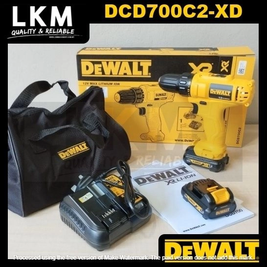 DEWALT DCD700C2-XD 12V LI-ION 10MM COMPACT DRILL DRIVER