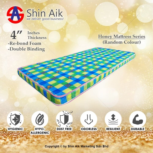 HONEY16 - 4" Inches Re-bond Foam Single Mattress With Edge Binding