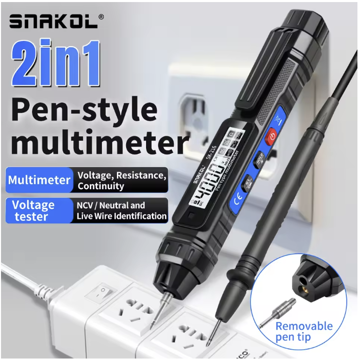 SNAKAL Mini Professional Digital Pen Type Multimeter AC/DC Voltage Tester 4000 Counts Resistance Meter NCV Ohm Diode Test Tool