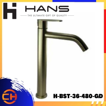 HANS STAINLESS STEEL SUS304 C/Gold Basin Tap (Tall) H-BST-36-480-GD