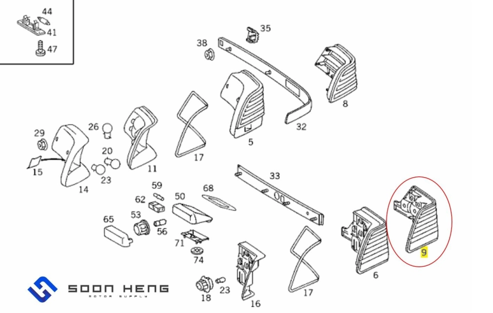 Mercedes-Benz W140 - LH and RH Tail Lamp (Original MB)