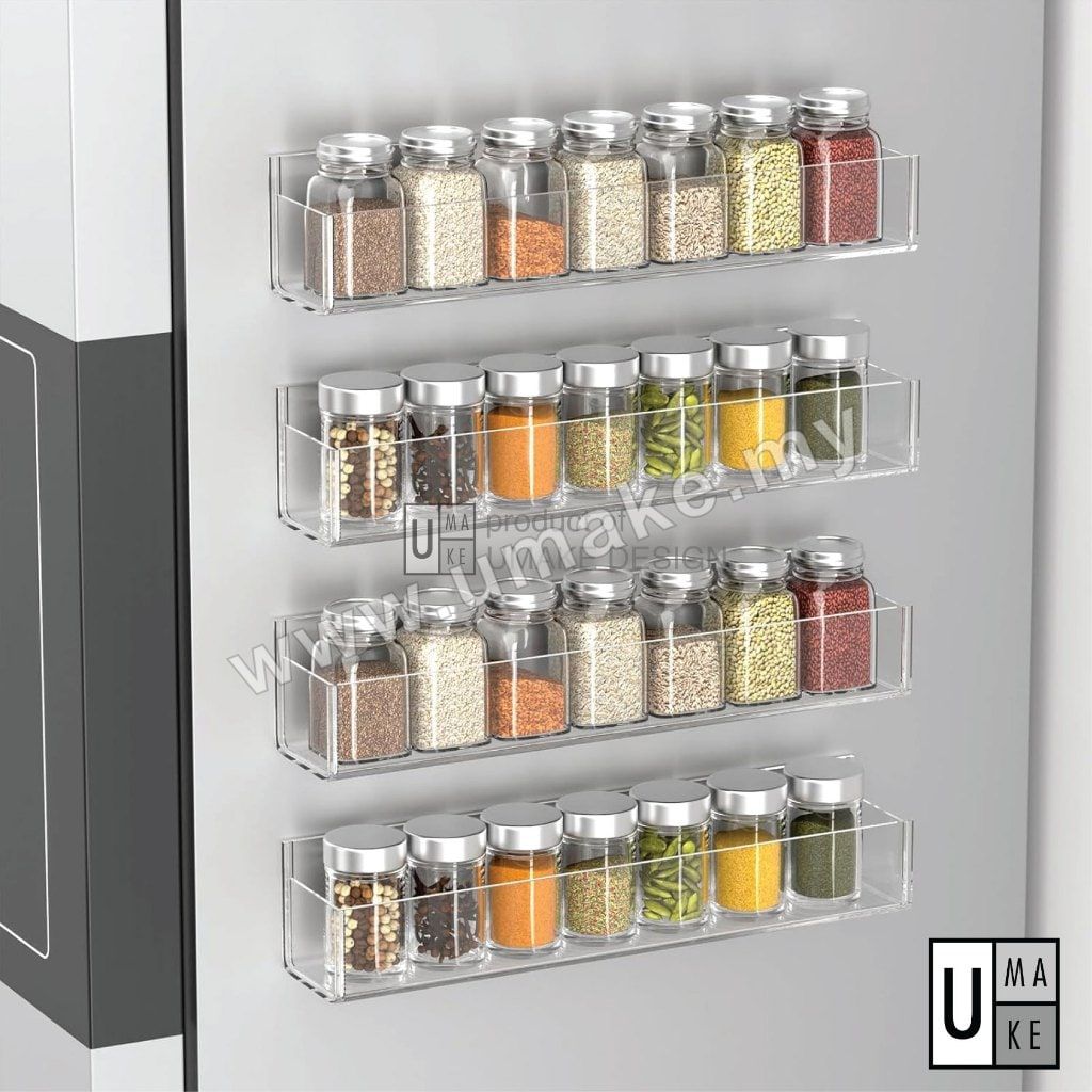 Clear Acrylic Spice Rack | Kitchen Seasoning Storage Holder (Rak Rempah Dapur)
