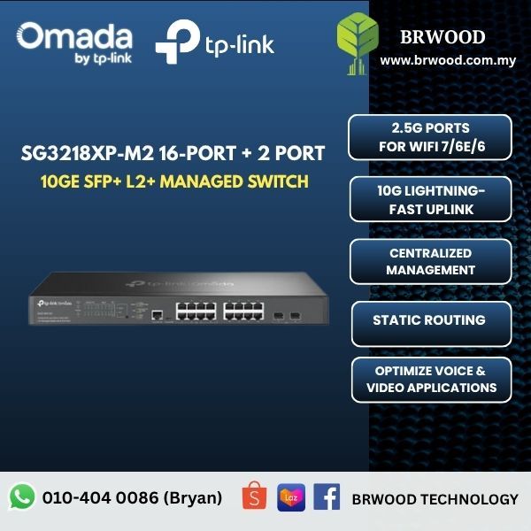 OMADA TP-LINK SG3218XP-M2: 16-Port 2.5G and 2-Port 10GE SFP+ L2+ Managed Switch with 8-Port PoE+