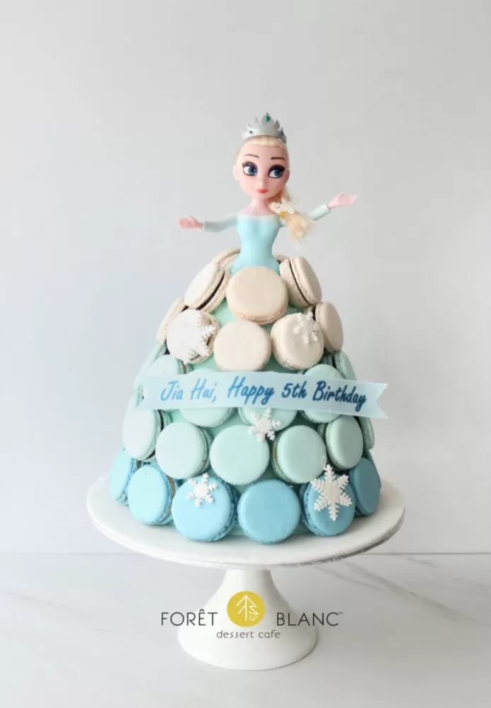 Frozen Elsa Macaron Tower Cake