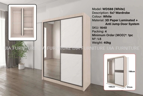 5 x 7 Wardrobe - WD588 White