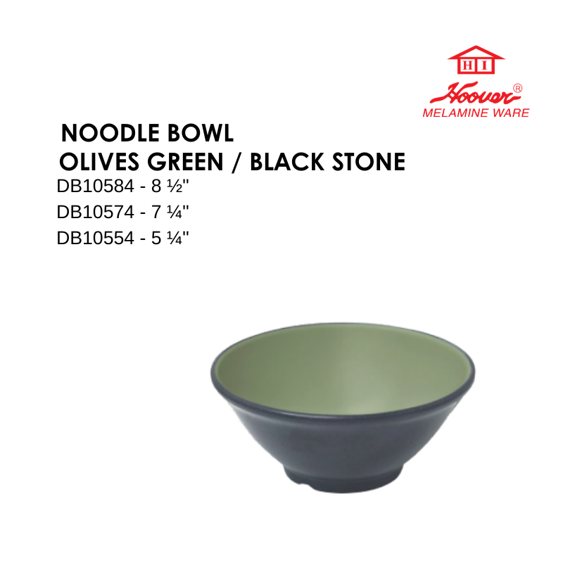 HOOVER MELAMINE WARE NOODLE BOWL OLIVES GREEN / BLACK STONE DB10584 DB10574 DB10554