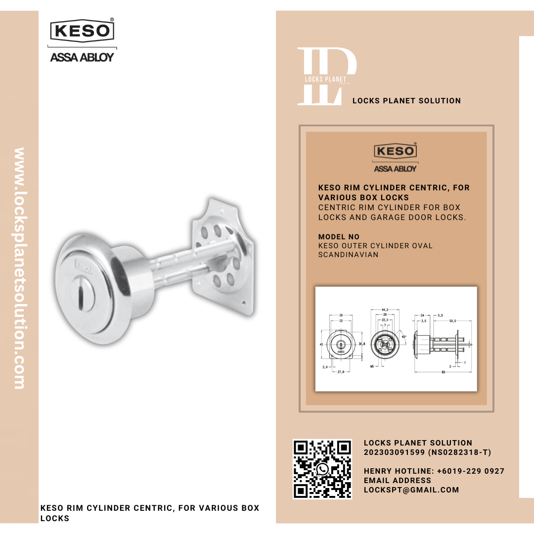 KESO RIM CYLINDER CENTRIC, FOR VARIOUS BOX LOCKS