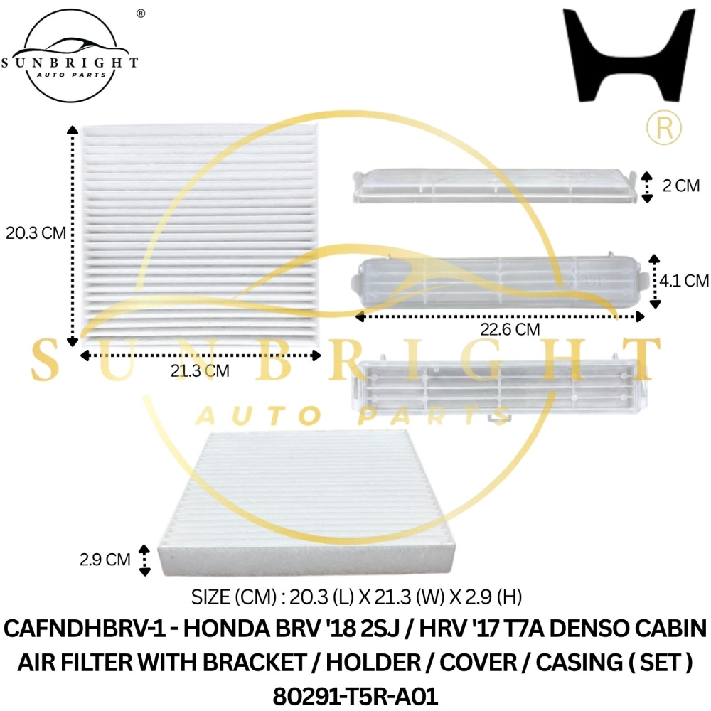 CAFNDHBRV-1 - HONDA BRV '18 2SJ / HRV '17 T7A DENSO CABIN AIR FILTER C/W BRACKET ( SET ) 80291-T5R-A01