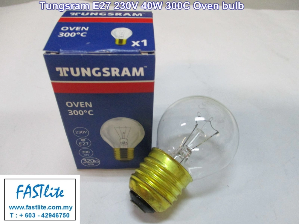 Tungsram 230v 40w E27 300C Clear Oven Bulb
