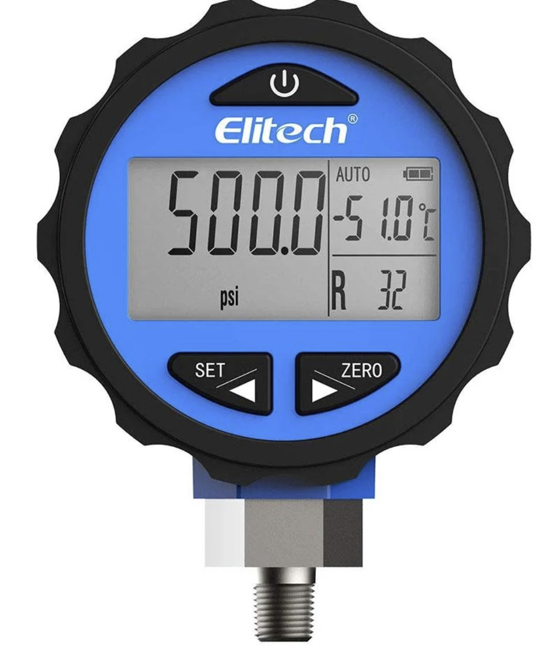 Elitech PG-30Pro Blue Digital AC Pressure Gauge -14.5~500 PSI