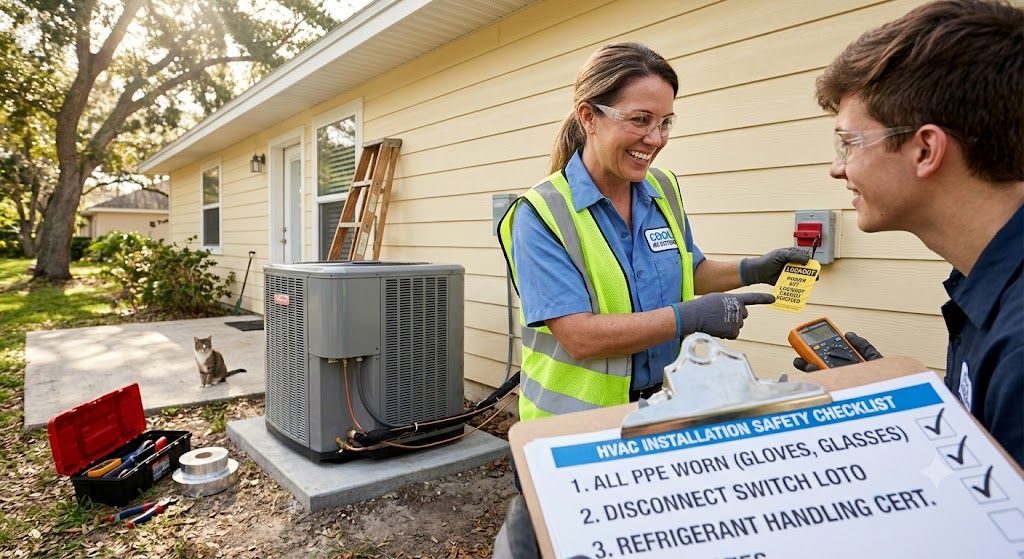 Residential air conditioning installation safety