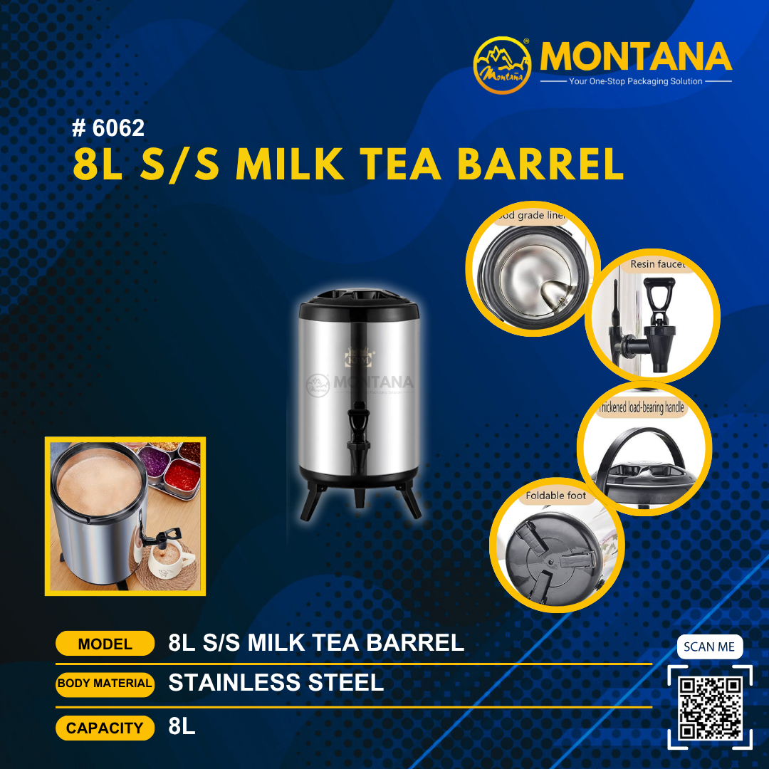 (6062) 8L S/S MILK TEA BARREL