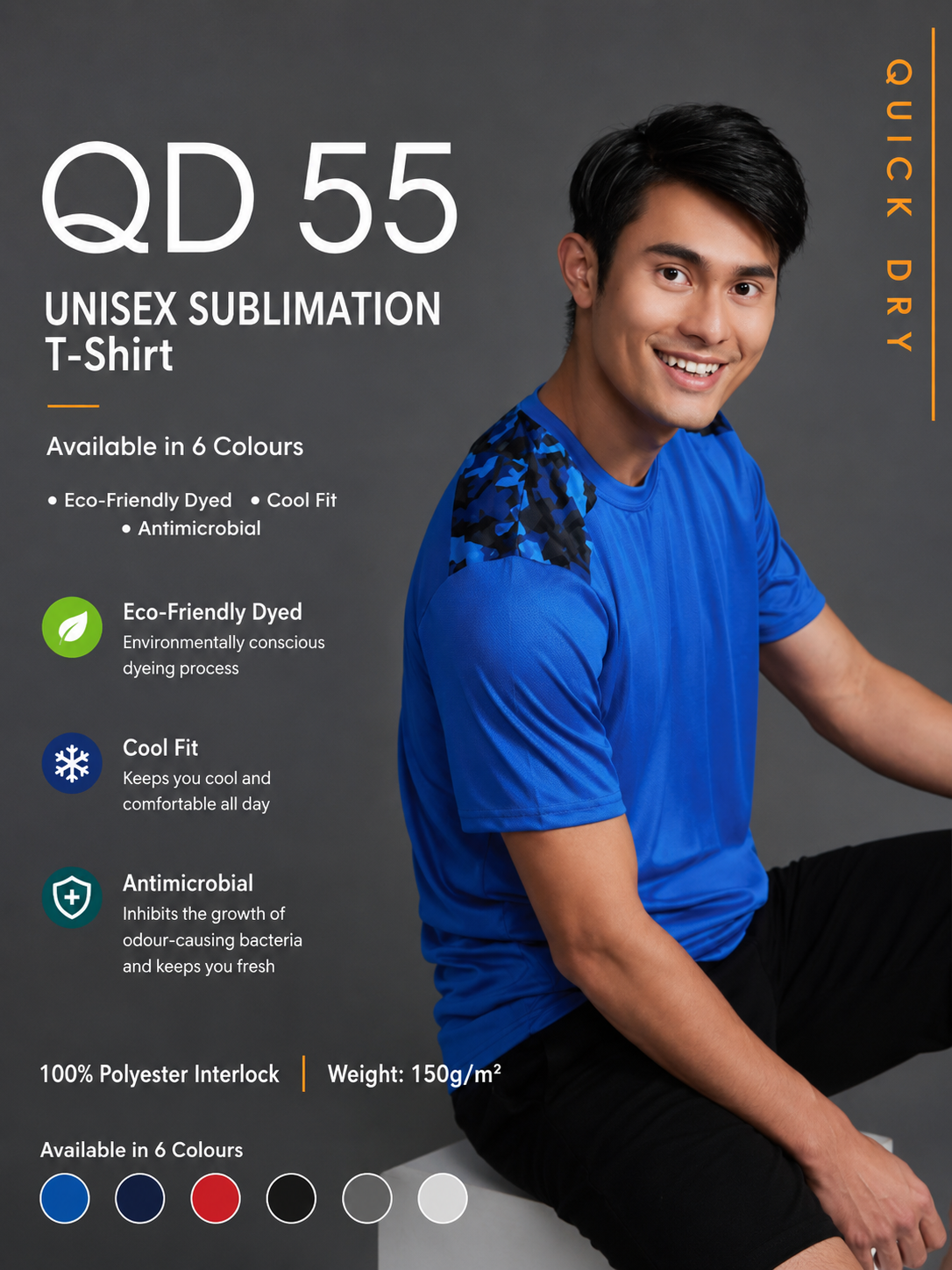 Microfibre Round Neck T-Shirt - QD55
