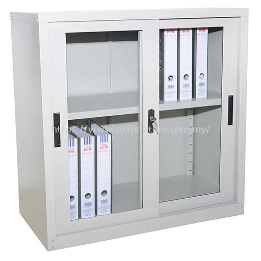 Steel Cupboard - PK-MC-1-GS-G1 - HALF HEIGHT GLASS SLIDING CUPBOARD C/W 1PCS ADJUSTABLE SHELF