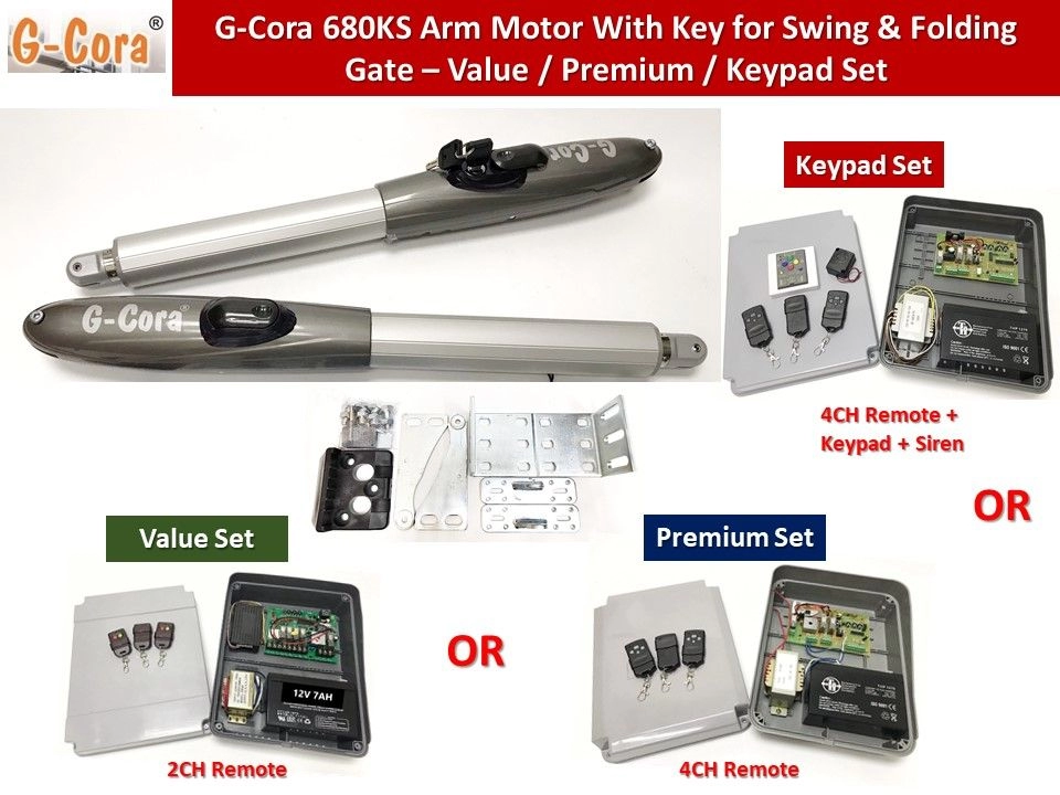 TH 002KS / G-Cora 680KS Arm Motor With Key Automation System for Swing & Folding Gate