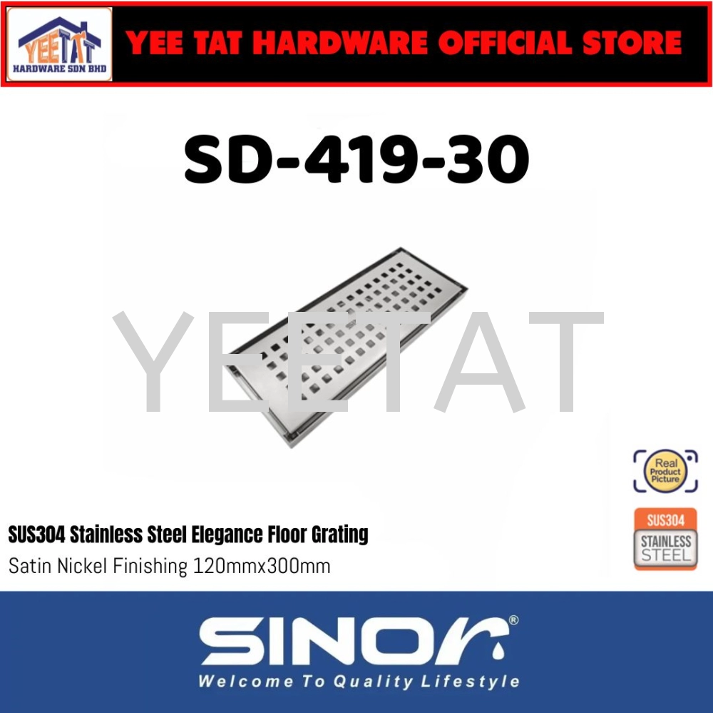 [ SINOR ] SD-419-30 SUS304 STAINLESS STEEL 120MM X 300MM ELEGANCE FLOOR GRATING CONCEALED FLOOR GRATING
