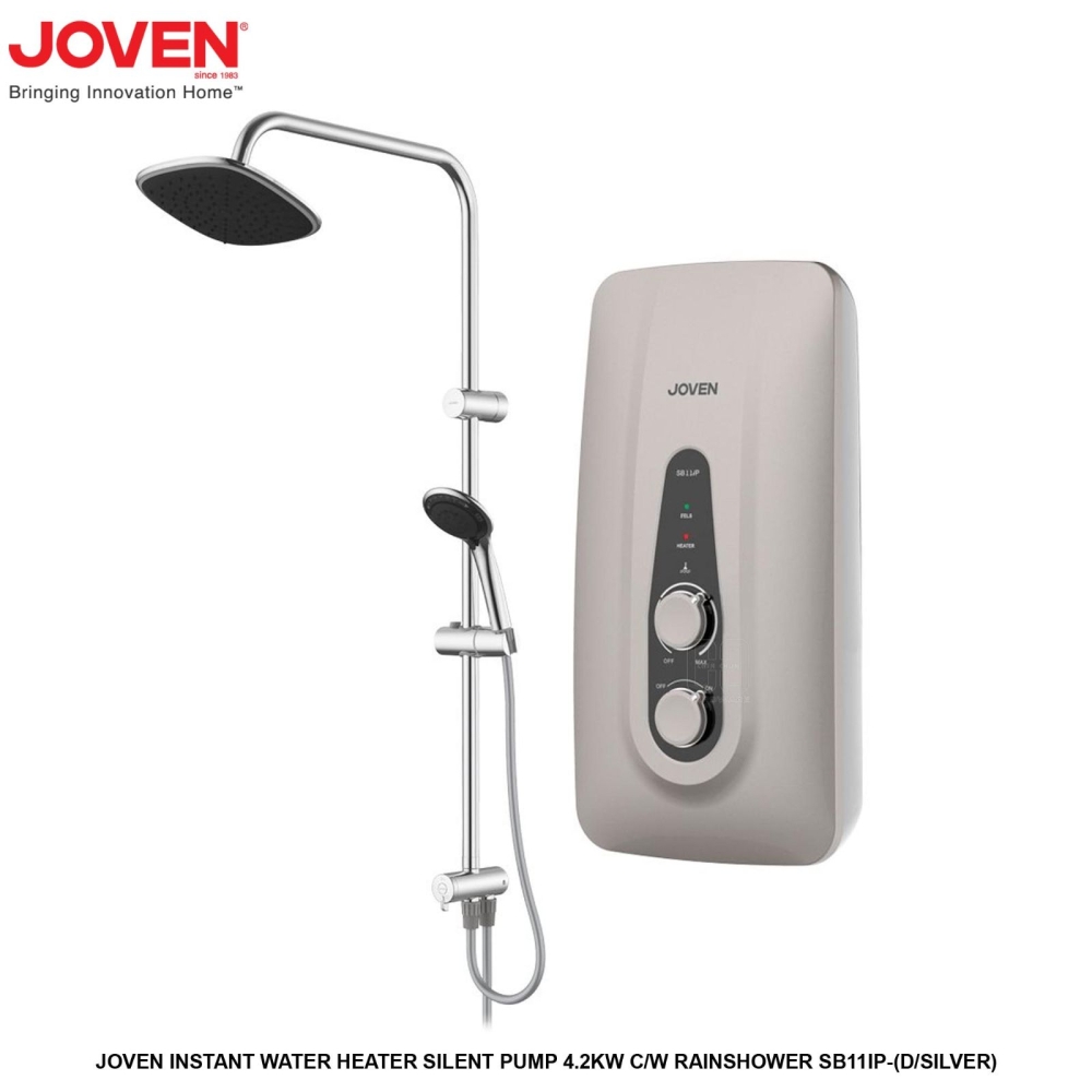 JOVEN INSTANT WATER HEATER SILENT PUMP 4.2KW COME WITH RAINSHOWER SB11IP DARK SILVER