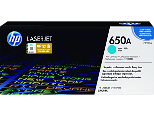 HP 650A Cyan Original LaserJet Toner Cartridge CE271A