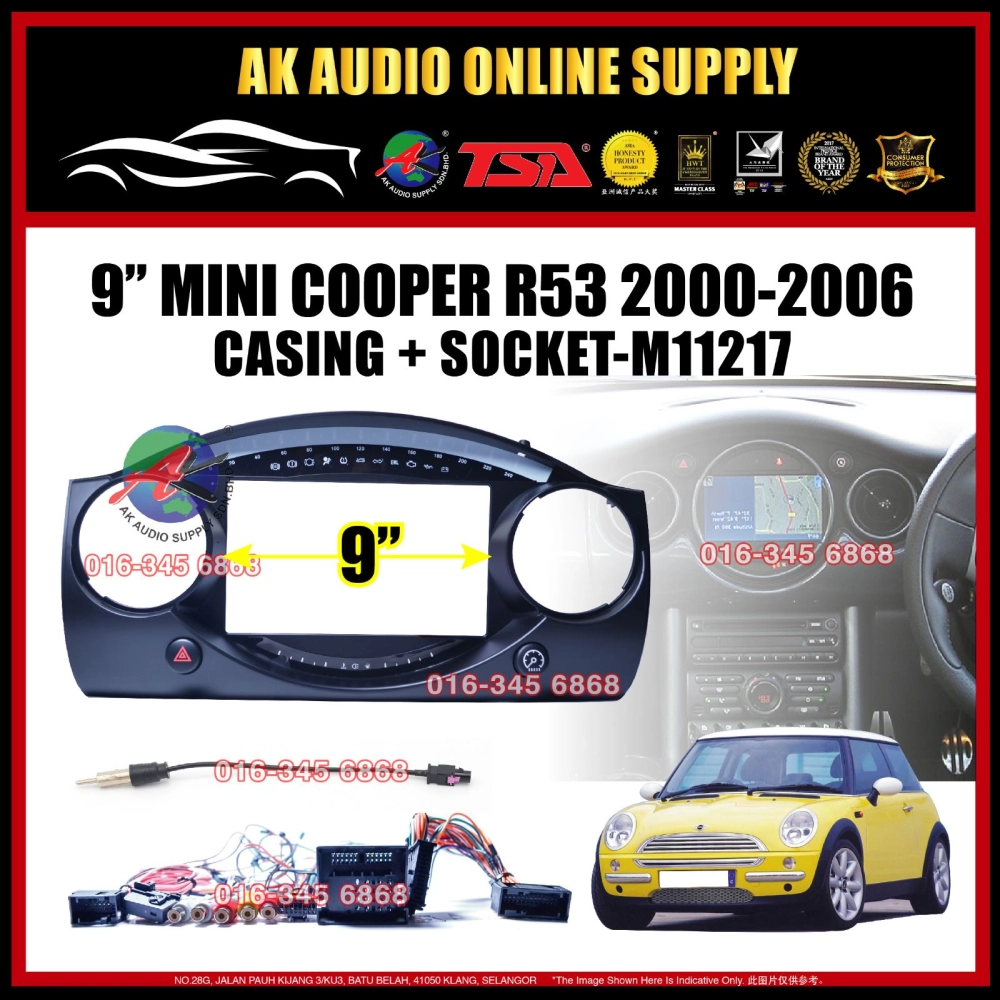 Mini Cooper R53 2000 - 2006 Android player 9" inch Casing + Socket - M11217