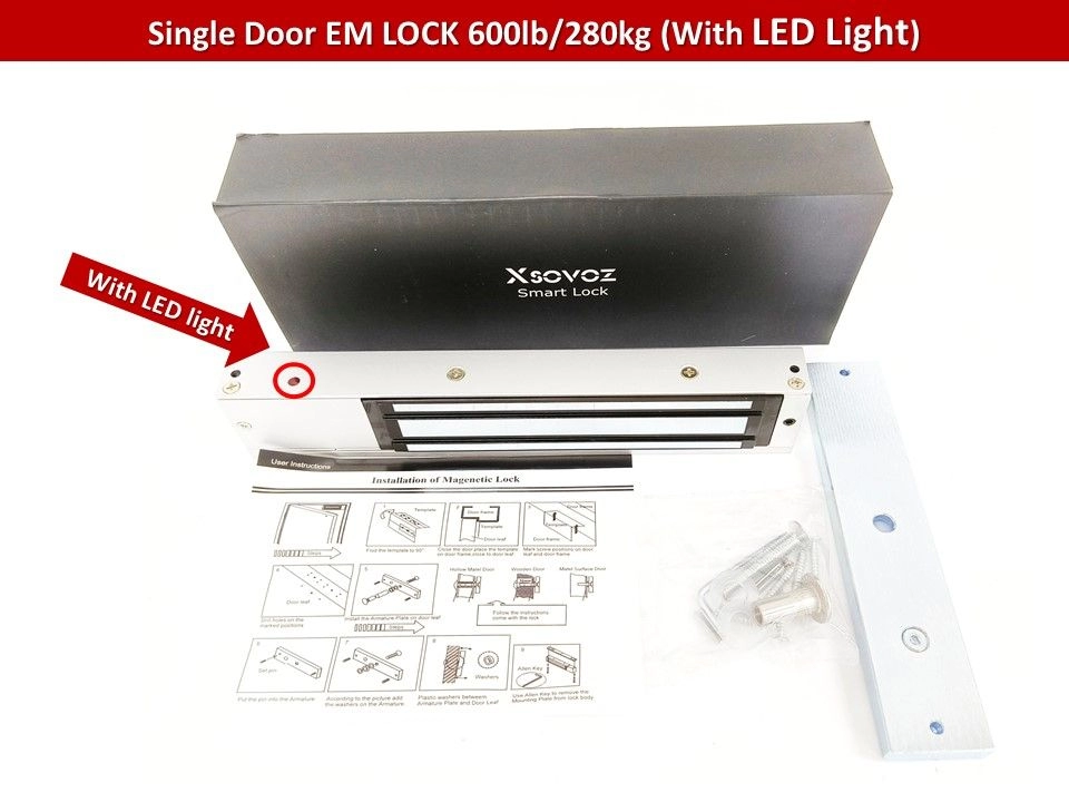 Single Door EM LOCK 600lbs / 280kg Door Access Electromagnetic Magnetic Magnet Door lock (With / Without LED light)