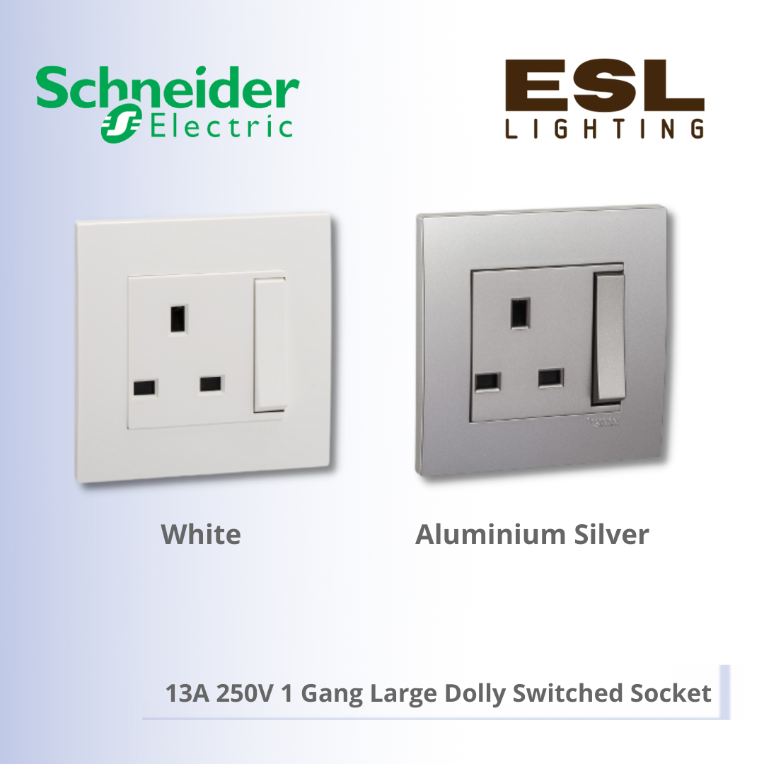 SCHNEIDER Vivace 13A 250V 1 Gang Large Dolly Switched Socket - KB15L_WE_G11 KB15L_AS_G11