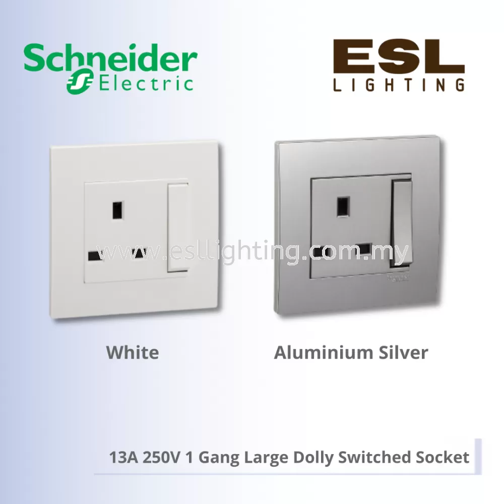 SCHNEIDER Vivace 13A 250V 1 Gang Large Dolly Switched Socket - KB15L_WE_G11 KB15L_AS_G11