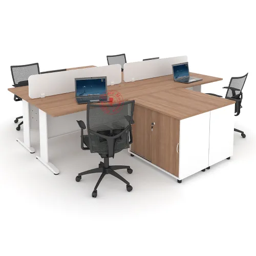 MJ Rectangular Workstation Cluster of 4 / Office Table Workstation / Meja Pejabat Kerja / Meja office