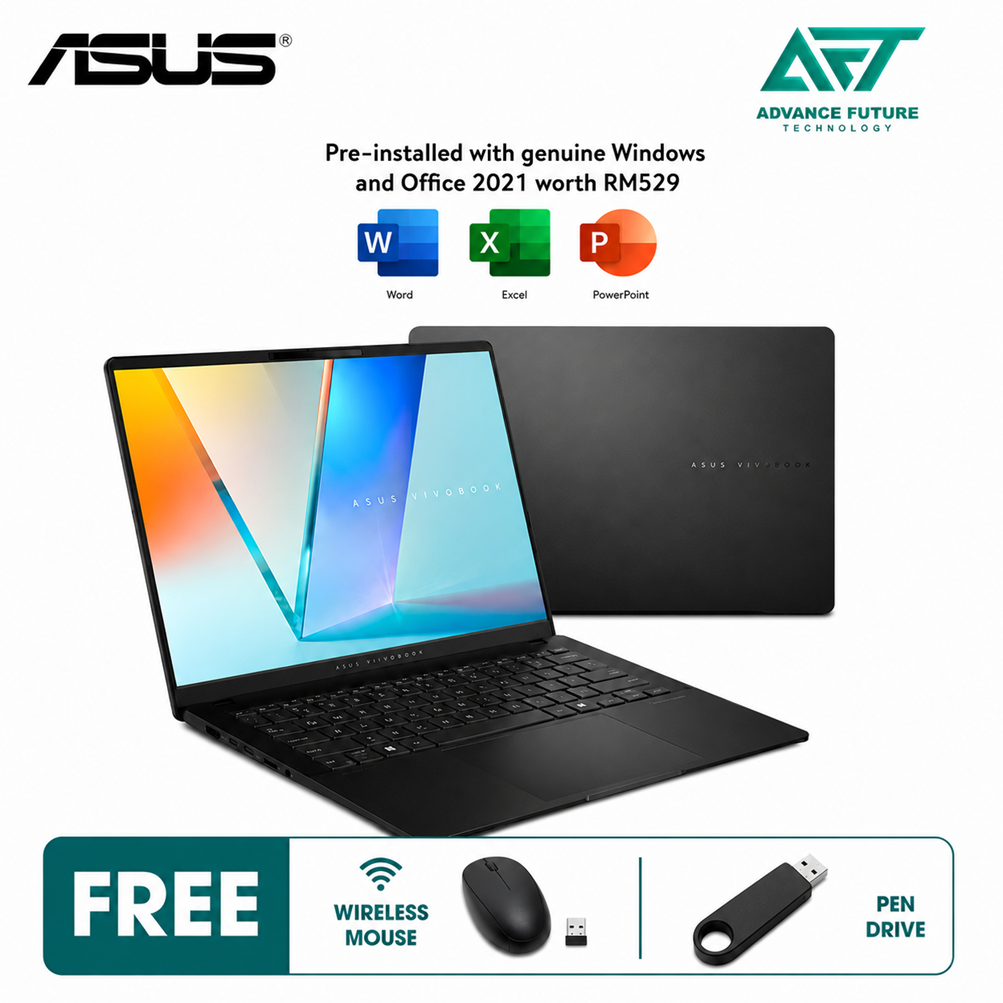 Asus VivoBook S 14 M5406W-AQD087WSM 14" WUXGA OLED Laptop Neutral Black ( AMD Ryzen AI 9 365, 24GB, 512GB SSD, ATI, W11, H&S 2021&M365 )