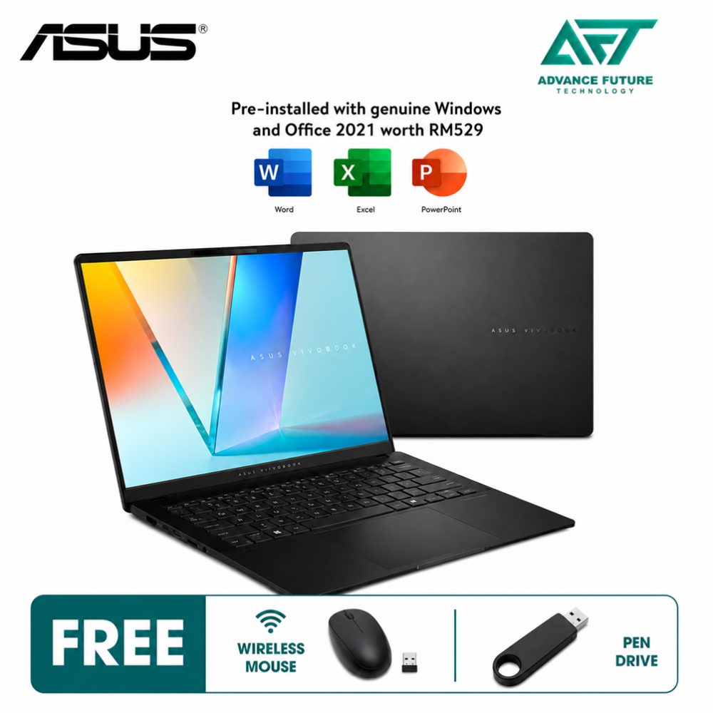 Asus VivoBook S 14 M5406W-AQD087WSM 14" WUXGA OLED Laptop Neutral Black ( AMD Ryzen AI 9 365, 24GB, 512GB SSD, ATI, W11, H&S 2021&M365 )