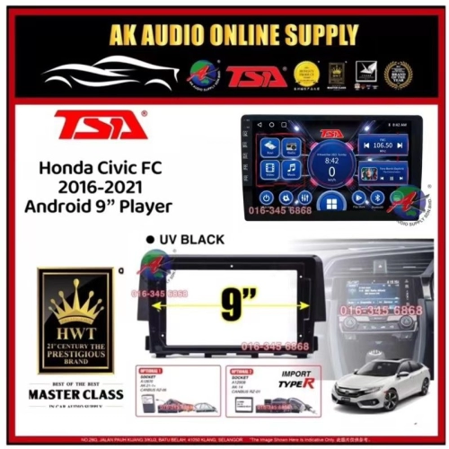 [ MTK 2+32GB ] TSA Honda Civic FC 2016 - 2021 Android 9'' inch Car player Monitor