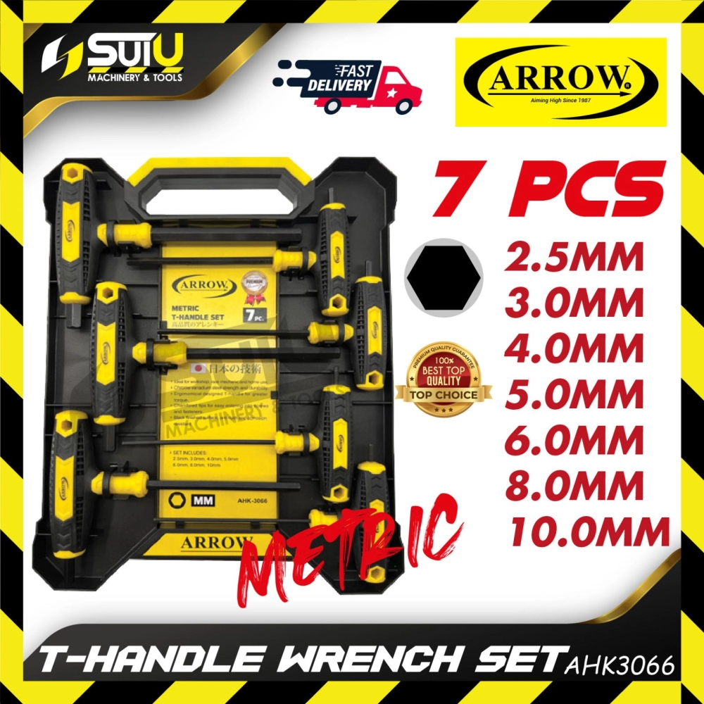 ARROW AHK3066 / AKH-3066 7PCS T-Handle Wrench Set / Sepana Pemegang-T (2.5MM - 10.0MM)