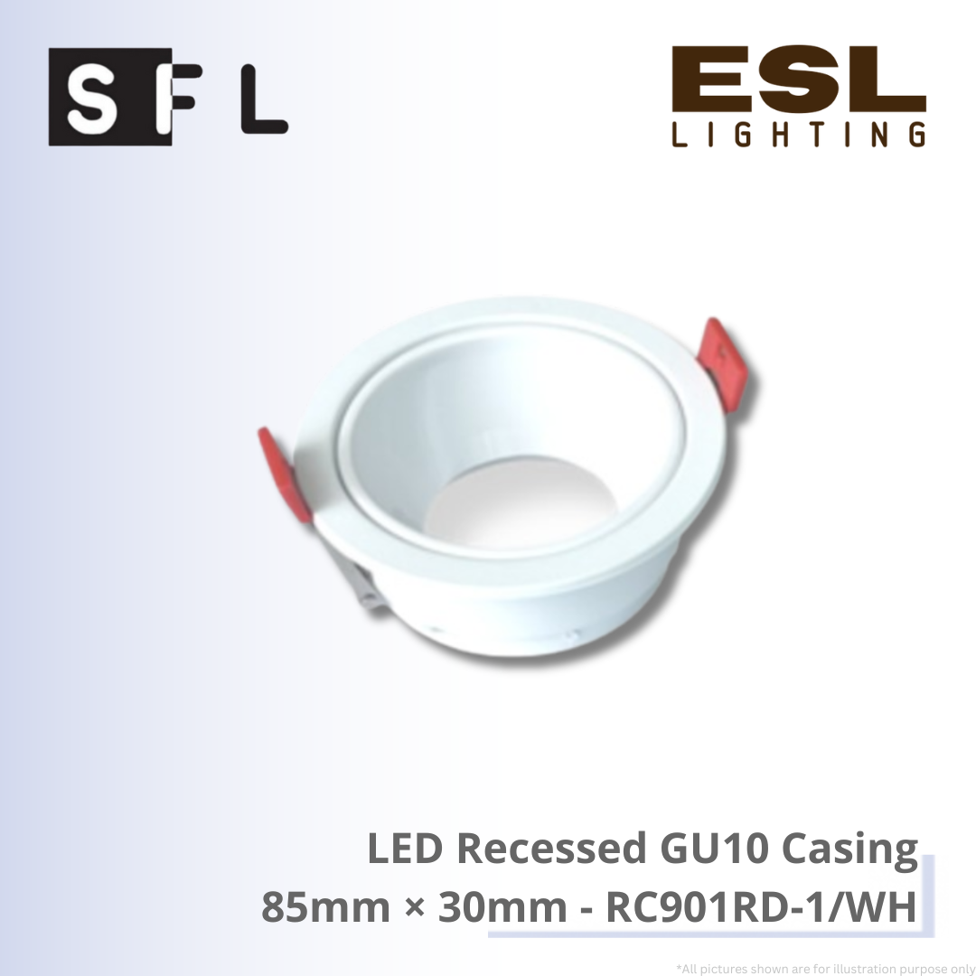 SFL LED Recessed GU10 Casing 85mm × 30mm - RC901RD-1/WH
