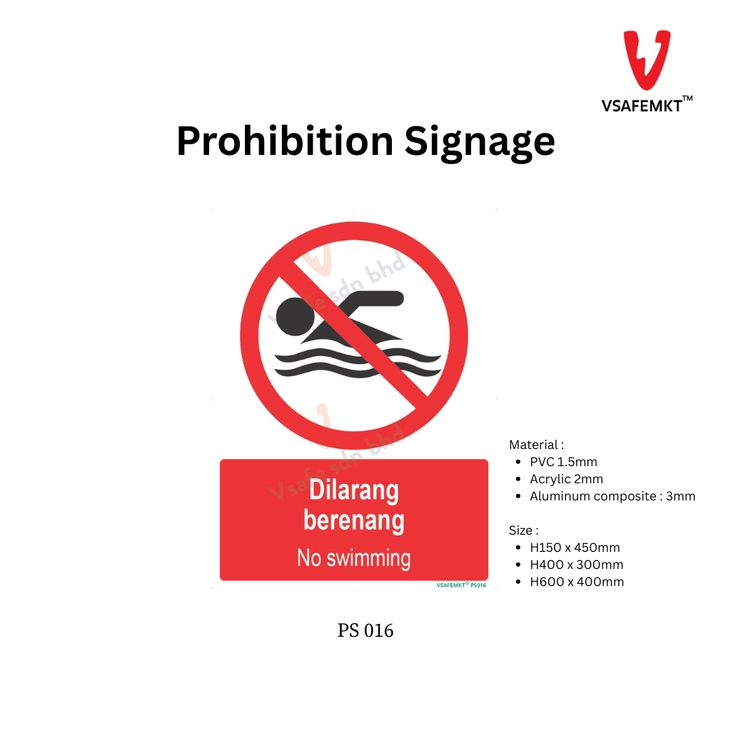 VSAFEMKT  - PS 016 - Dilarang berenang
